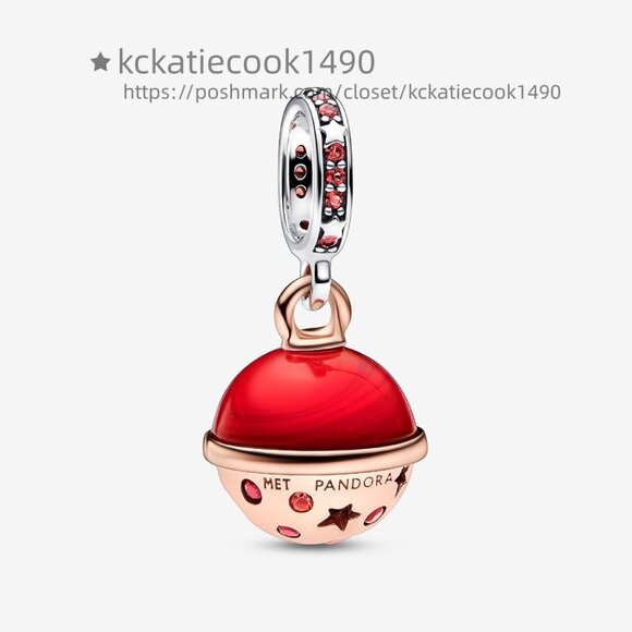 Pandora Two-tone Planet Mars Murano & Sparkling Dangle Charm - Picture 1 of 5